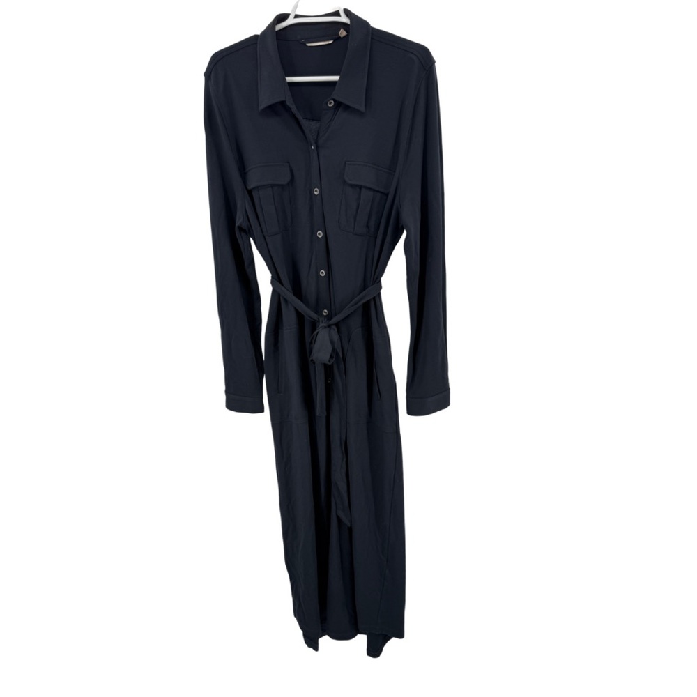 Soft Surroundings Black Button Front Pockets Tie … - image 1